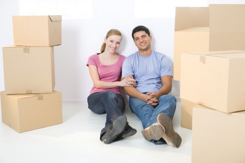 Packed moving boxes ready for flat removals service