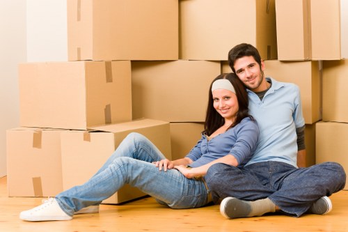 Student relocation support with moving boxes and van in Richmonduponthames