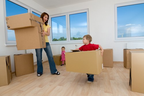 Packed student boxes ready for removals in Richmonduponthames