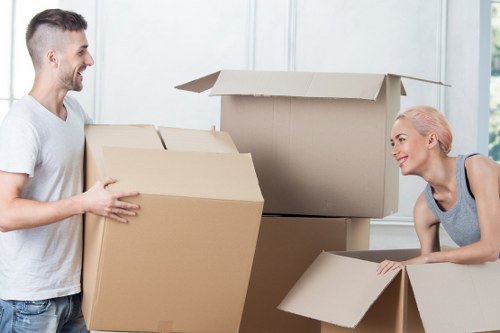 Organized moving boxes and packing materials for a Richmond upon Thames property